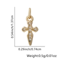 18k gold-plated cross pendant with white zircons showing dimensions 1.37cm x 0.74cm - Round Pave Cross Pendant Only (Without Chain) (Style 2)