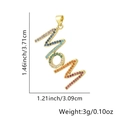 Dimensioni dettagliate del ciondolo MOM con zirconi colorati e placcatura in oro lucido - Stile Rettangolare MOM Zirconia Multicolore (Stile Uno)