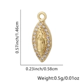 Pendente marquise dorato Vergine Maria con zirconi bianchi e dettagli sulle dimensioni - Motivo religioso a forma di marquise (Stile 7) / Solo Pendente (Senza Catena)
