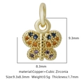 Ciondolo farfalla in rame con zirconi colorati per creazione di gioielli - Zirconia Multicolore Stile 9