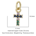 Ciondolo a croce in zircone colorato in rame placcato oro per gioielli fai da te - Stile Croce Zirconia Multicolore (Stile 8)