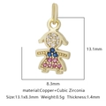 Ciondolo bambina in rame dorato con zirconi cubici blu e rosa incastonati - Zirconia Multicolore Stile 20