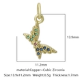 Ciondolo farfalla dorato con zirconi colorati per creazione gioielli fai-da-te - Zirconia Multicolore Stile 12
