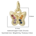 Mini ciondolo a farfalla dorata con zirconi colorati di dimensioni pari a 8,6x8,1mm - Stile Farfalla Zirconia Multicolore (Stile 11)