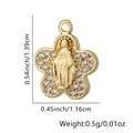 Ciondolo Madonna a forma di fiore dorato con pietre di zircone cubico scintillanti - Rilievo di fiore a cinque petali (Stile 12) / Solo Pendente (Senza Catena)