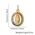 Ciondolo ovale Vergine Maria in oro con zirconi multicolore e dimensioni del prodotto - Stile Ovale Colorato (Stile 13) / Solo Pendente (Senza Catena)