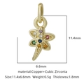 Ciondolo a libellula in rame con zirconi colorati per accessori fai da te - Zirconia Multicolore Stile 16