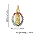 Pendente Vergine Maria in oro con zirconi arcobaleno e misure dettagliate - Ovale a Gradiente Arcobaleno (Stile 14) / Solo Pendente (Senza Catena)