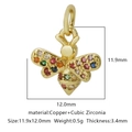 Ciondolo ape in rame dorato con zirconi multicolore per la creazione di gioielli - Zirconia Multicolore Stile 17