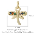 Ciondolo libellula dorato con zirconi colorati e base in rame per gioielli fai-da-te - Stile Libellula Zirconia Multicolore (Stile 15)