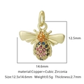 Ciondolo ape in rame dorato con zirconi colorati per creazione di gioielli fai-da-te - Zirconia Multicolore Stile 18
