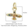 Ciondolo a forma di uccello dorato con zirconi colorati e misure dimensionali - Stile Uccello Zirconia Multicolore (Stile 16)