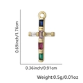 Cross pendant in 18k gold plating with colorful zircon stones and size measurements - Baguette Multi-Color Cross Pendant Only (Without Chain) (Style 12)