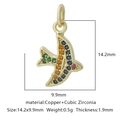 Ciondolo a uccello in rame con zirconi multicolore, misura 14,2x9,9mm - Zirconia Multicolore Stile 19