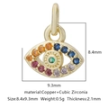 Pendente occhio del male in rame dorato con zirconi colorati e specifiche tecniche - Stile Malocchio Zirconia Multicolore (Stile 18)