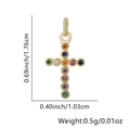 Detailed view of the 18k gold plated cross pendant featuring multi-color zirconia stones - Mixed Color Cross Pendant Only (Without Chain) (Style 14)