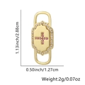 Detail view of 18K gold plated cross pendant connector with pink zircons for DIY jewelry - Cross Pink Zircon Rectangle Style (01)