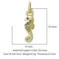 Ciondolo a forma di cavalluccio marino dorato con zirconi colorati per gioielli - Zircone Colorato Style 21