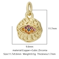 Ciondolo occhio colorato in rame e zirconi per creazione gioielli fai da te 11,7x9,6mm - Stile Malocchio Zirconia Multicolore (Stile 19)