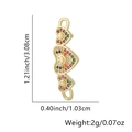 Macro detail of 18K gold plated triple heart connector with dimensions and weight - Triple Heart Smiley Rainbow Style (02)