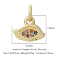 Ciondolo occhio dorato con zirconi colorati per creazione gioielli 9,5 mm - Stile Ala Zirconia Multicolore (Stile 20)