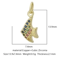 Ciondolo a pesce in rame dorato con zirconi colorati e cristalli micro-incrostati - Stile 22