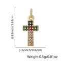 18k gold plated cross pendant featuring colorful zircon stones and size specifications - Tricolor Retro Cross Pendant Only (Without Chain) (Style 17)