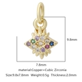 Ciondolo a forma di occhio in rame con zirconi colorati e dimensioni di 9,8x7,8 mm - Stile Occhio Zirconia Multicolore (Stile 21)