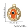Ciondolo Mano di Fatima placcato oro con smalto arancione e zircone blu centrale - Stile Mano Di Fatima Arancione (08)