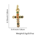 Detailed size view of the 18k gold plated cross pendant with multicolored cubic zirconia - Five Color Bead Cross Pendant Only (Without Chain) (Style 18)