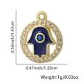 Ciondolo Mano di Fatima dorato con smalto blu e scintillanti zirconi cubici bianchi - Stile Mano Di Fatima Blu (09)