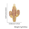 Detailed view of cactus pendant size 2.22cm by 1.47cm with purple rhinestones - Star Decor Pink Purple Rhinestone Cactus Style / Pendant Only (No Chain Included)