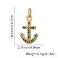 Detailed size chart of the gold anchor pendant with colorful pavé stones and weight info - Rainbow Rhinestone Pave Anchor Style / Pendant Only (No Chain Included)