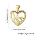 Pendente cuore Mom dorato con zirconi colorati e misure precise del prodotto - Stile Corsivo Cuore Mom Zirconia Colorata (Stile Diciotto)