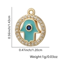 Ciondolo occhio di Allah placcato oro con smalto blu e zirconi, altezza 1,43 cm - Stile Mano Di Fatima Azzurro (11)