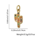 Detailed view of gold cactus pendant with dimensions 0.66 x 0.29 inch and weight info - Vibrant Multicolor Rhinestone Pave Cactus Style / Pendant Only (No Chain Included)