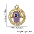 Ciondolo Mano di Fatima in oro con micro-zirconi e smalto viola contro il malocchio - Stile Mano Di Fatima Viola (13)