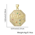 Ciondolo MAMA ottagonale in oro con zirconi colorati per regalo festa della mamma - Stile Ottagono Oro MAMA Gemme Colorate (Stile Ventuno)