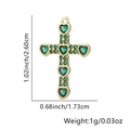 Vintage 18k gold plated cross pendant with green heart zircon, size 2.6cm x 1.73cm - Green Heart Pave Cross Pendant Only (Without Chain) (Style 27)