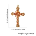 Gold plated cross pendant with orange cubic zirconia stones and size dimensions - Orange Pave Cross Pendant Only (Without Chain) (Style 29)