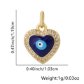 Ciondolo a cuore placcato oro con smalto blu Malocchio e brillanti zirconi cubici - Stile Cuore Blu (19)