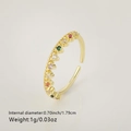 Anillo ajustable de oro con diseño de flor y circonitas de colores rojo y verde - Estilo Zirconia Multicolor (Estilo 1)