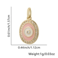 Ciondolo malocchio rosa in rame placcato oro con zirconi, misura 1,57 cm x 1,12 cm - Stile Ovale Rosa (22)