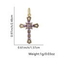 Golden cross pendant necklace with purple zircon stones and elegant floral center detail - Purple Flower Cross Pendant Only (Without Chain) (Style 35)