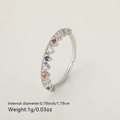 Anillo de plata con piedras de colores rojo, azul y verde y diámetro interior de 1,79 cm - Estilo Zirconia Arcoíris (Estilo 2)