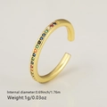 Detailed view of 18k gold plated ear cuff with rainbow stones and size specifications - Rainbow Rhinestone (Style 3)