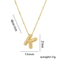 Collier en plaqué or 18 carats avec pendentif lettre K serti et détails de mesure - Lettre K