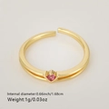 Elegante anillo abierto de oro con una gema rosa redonda y diseño floral minimalista - Estilo Gema Rosa Redonda (Estilo 3)