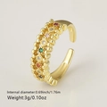Macro detail of 18k gold plated ring with multi-colored gemstones and textured dots - Multicolor Dot Rhinestone (Style 5)