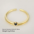 Anillo dorado elegante con gema azul redonda, diámetro interior 1,68 cm y peso de 1 gramo - Estilo Gema Azul Profundo Redonda (Estilo 4)